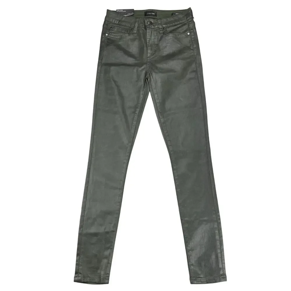 NWT JOE'S JEANS The Icon Mid Rise Skinny Ankle Sz 24 Green Coated Laser Camo - Picture 2 of 8